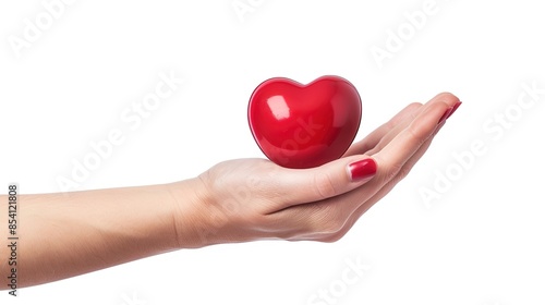 Glossy red heart on a stark white background - emblem of love and healthcare