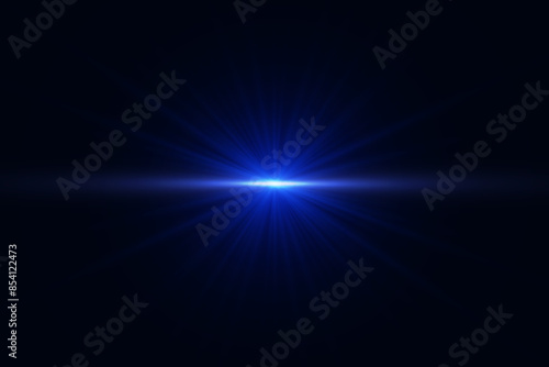 The effect of abstract blue light rays with highlights on a black background. Vector 10 EPS