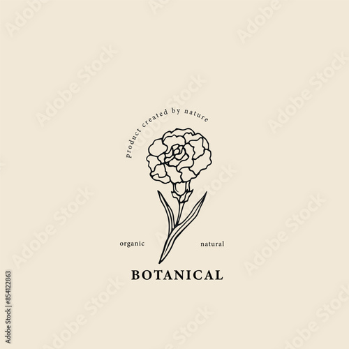 Line art carnation flower logo