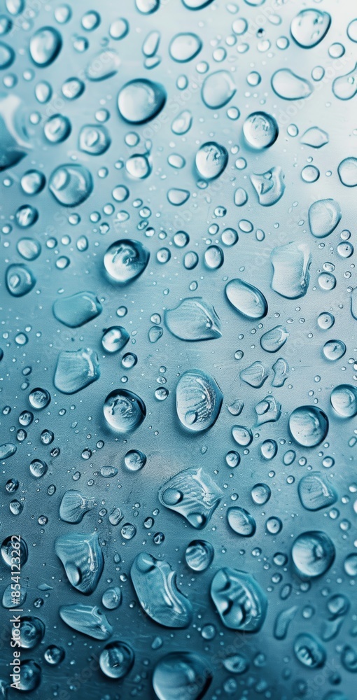 Water Drops on Blue Background for Mobile Wallpaper Generative AI