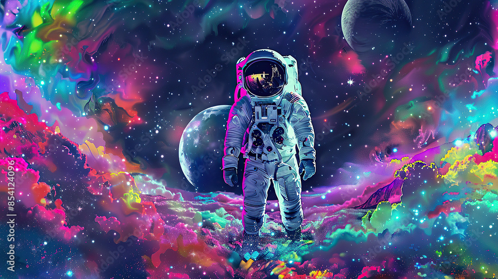 Astronaut in colorful space Astronaut in colorful space