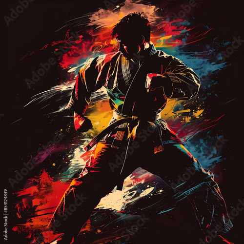 Obraz na płótnie Karate warrior created with Generative AI technology w salonie