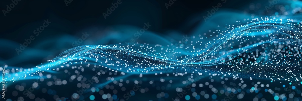 Digital Data Flow Concept with Waves on Dark Background Generative AI Digital Data Flow Concept with Waves on Dark Background Generative AI