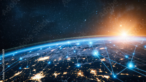 Global network and city lights from space