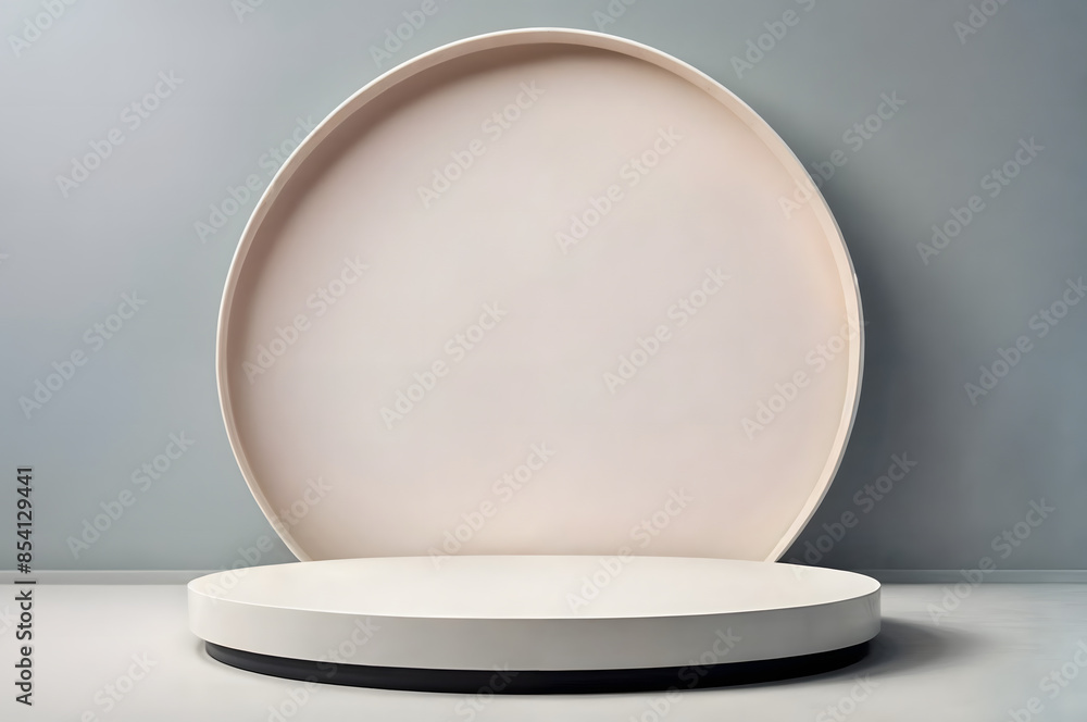 Minimalist Round Platform Showcase with Soft Lighting Minimalist Round Platform Showcase with Soft Lighting