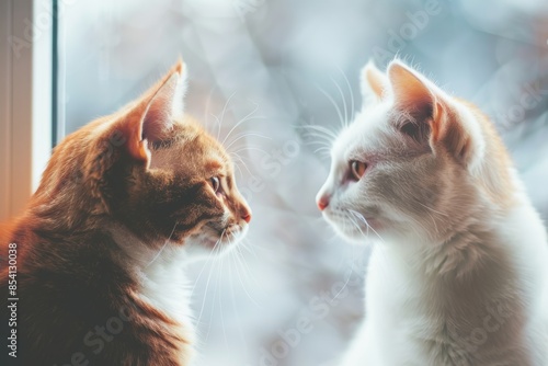 Adorable Feline Friends in Love Generative AI