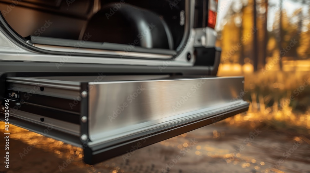 Aluminum metal truck bed skateboard slide with two back drawers, side openings for drawer access, sleek and functional design, showcasing rugged durability and practical storage Aluminum metal truck bed skateboard slide with two back drawers, side openings for drawer access, sleek and functional design, showcasing rugged durability and practical storage