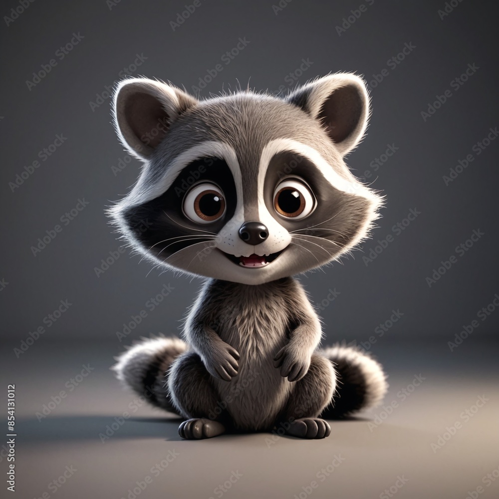 Adorable Baby Raccoon in Cinematic Light Kids 3D Animation Movie Illustration Adorable Baby Raccoon in Cinematic Light Kids 3D Animation Movie Illustration
