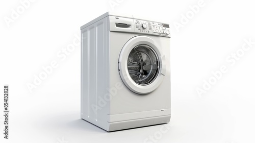 Modern Front-Load Washing Machine on White Background. Desing washer