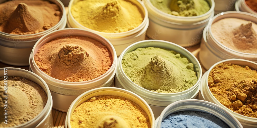 thermochromic pigment powder in rainbow colors in white containers thermochromic pigment powder in rainbow colors in white containers