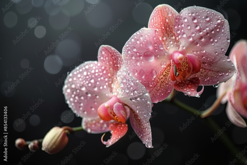 Pink Orchid with Dew Drops Pink Orchid with Dew Drops
