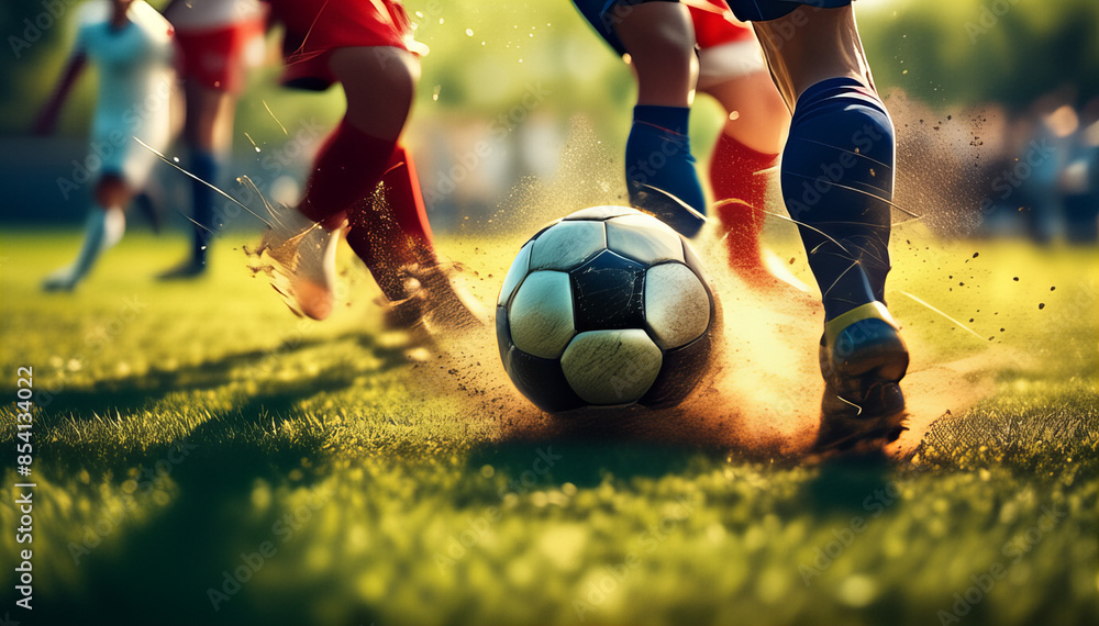 Obraz premium soccer player kicking ball