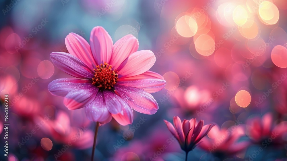 Beautiful Pink Flower with Bokeh Background. Generative ai Beautiful Pink Flower with Bokeh Background. Generative ai