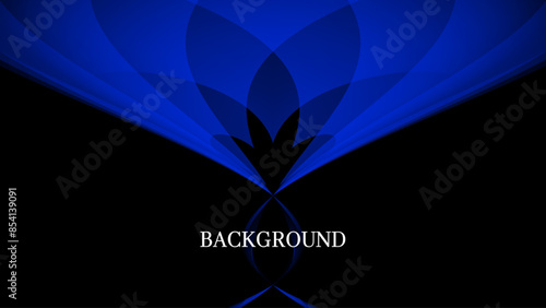 Black and blue abstract background with abstract geometric pattern, flower shape, floral banner	