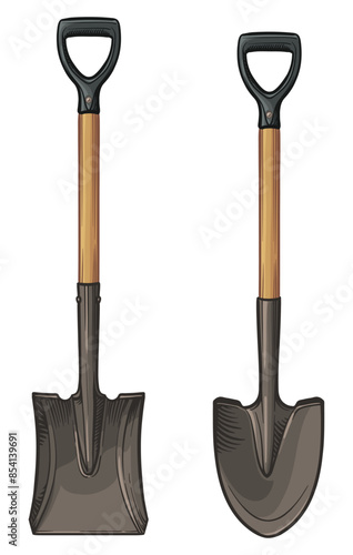 Shovel vector illustration. Two shovels isolated on a white background.