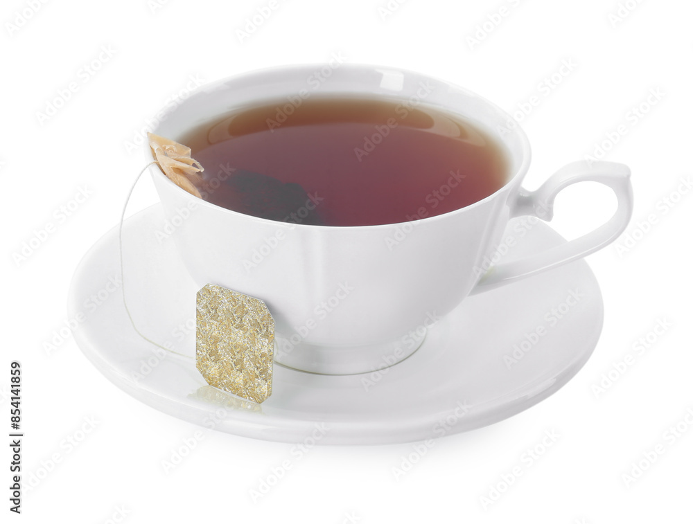 Tasty tea in cup isolated on white Tasty tea in cup isolated on white