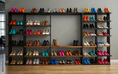 footwear, rack, highheels, sneakers, shoes, organized, style, color, trendy, store, fashion, display, boutique, footwearrack, variety, collection, design, trendyshoes, footwearfashion, shopping, retai