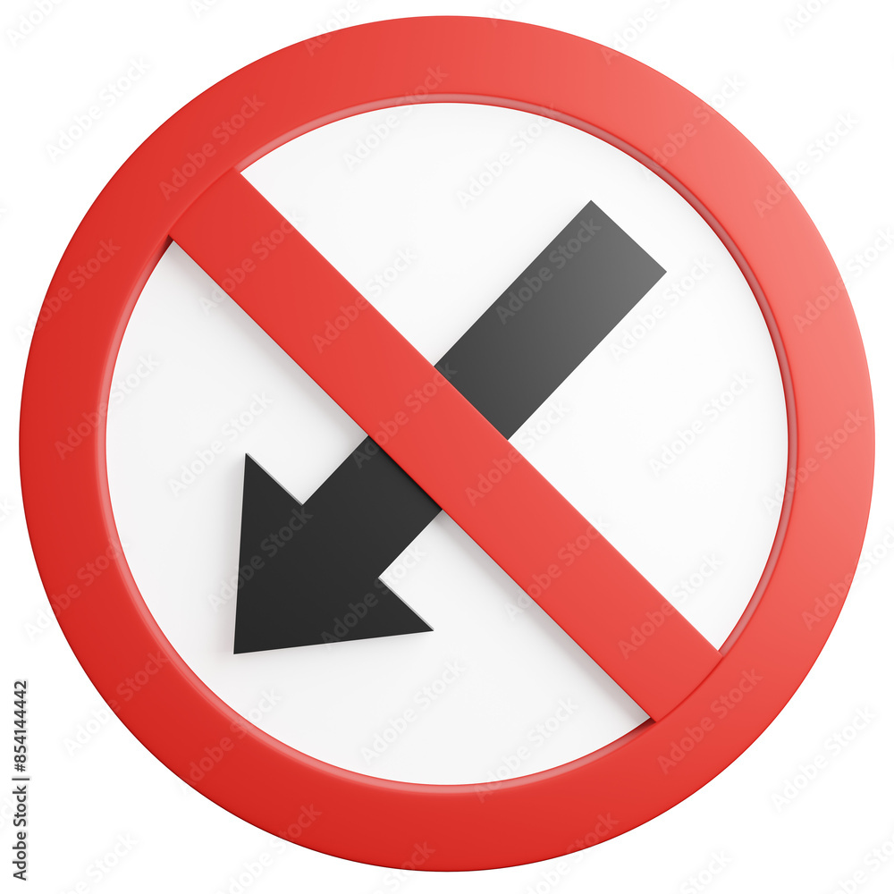 3d render of traffic signs No keep left. 3d render of traffic signs No keep left.