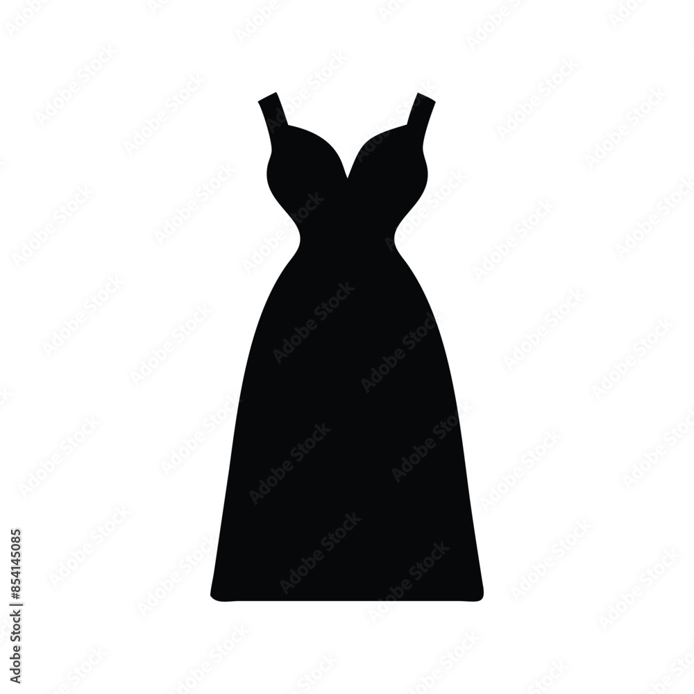 Elegant Black Evening Gown Icon - Perfect for Fashion and Apparel Design Projects Elegant Black Evening Gown Icon - Perfect for Fashion and Apparel Design Projects