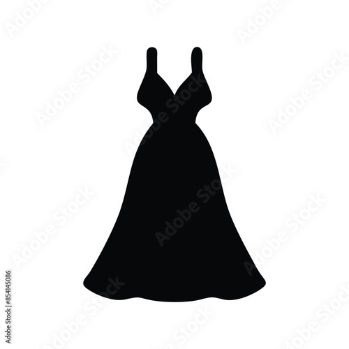 Elegant Black Evening Gown Silhouette - Simple and Stylish Vector Illustration of Formal Dress for Fashion and Design Projects