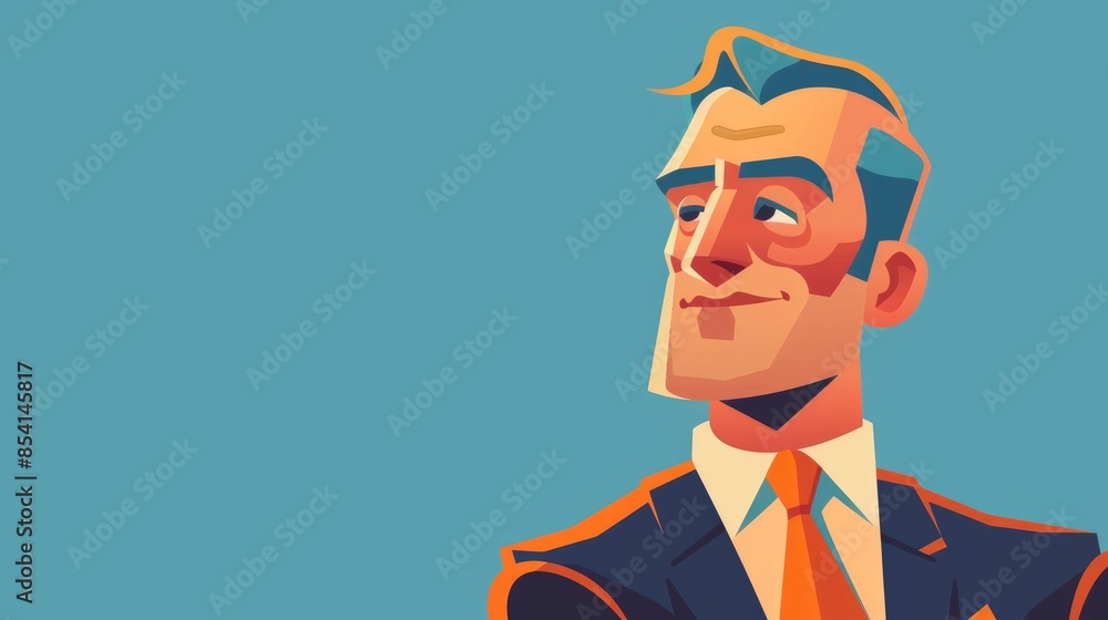 A whimsical icon featuring a businessman in a cartoon style A whimsical icon featuring a businessman in a cartoon style