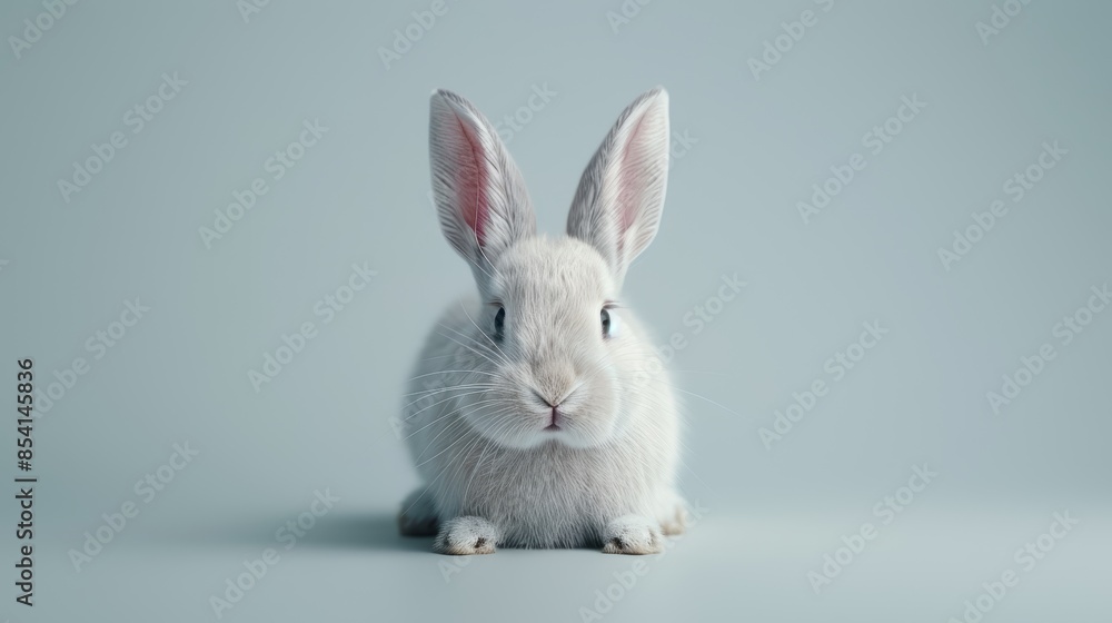 Hyper-realistic photograph of a rabbit on a solid light background, every fur detail visible, lifelike eyes, professional lighting, 8k resolution capturing the finest nuances Hyper-realistic photograph of a rabbit on a solid light background, every fur detail visible, lifelike eyes, professional lighting, 8k resolution capturing the finest nuances
