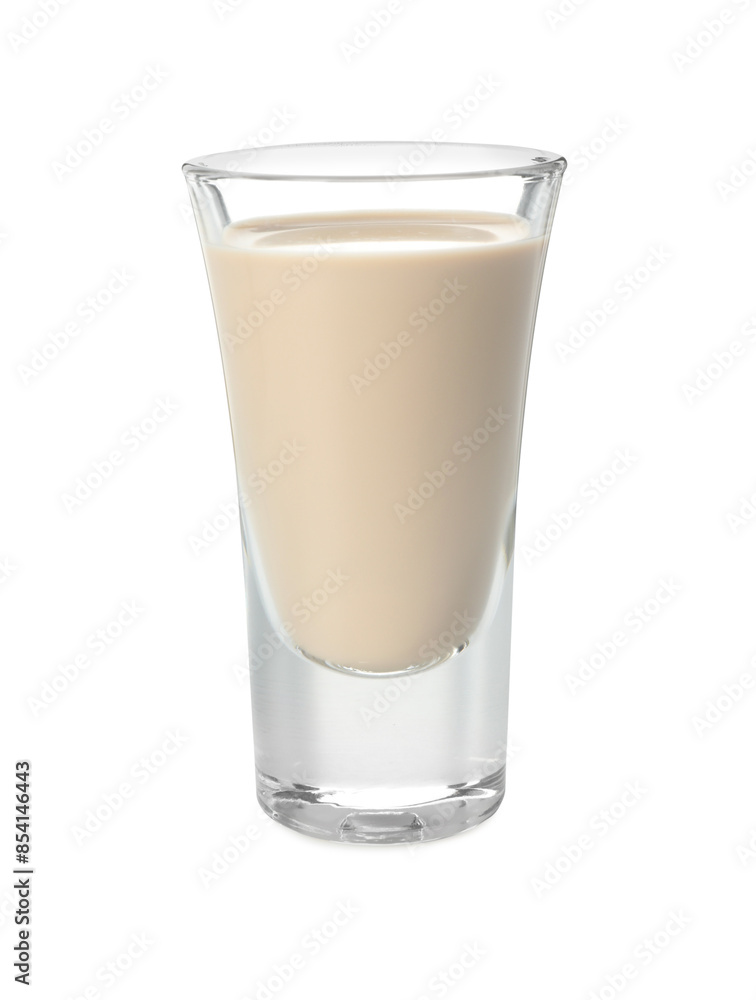 Glass of coffee cream liqueur isolated on white Glass of coffee cream liqueur isolated on white