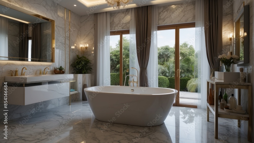 Exclusive bathroom with bathtub
