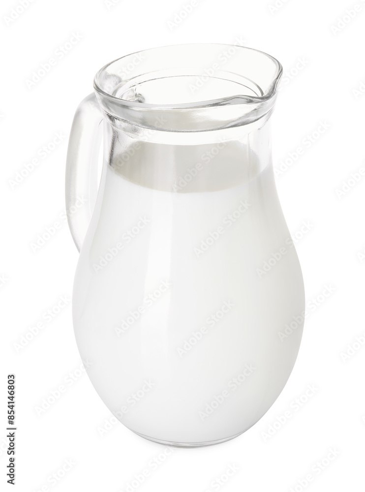 Glass jug of fresh milk isolated on white Glass jug of fresh milk isolated on white