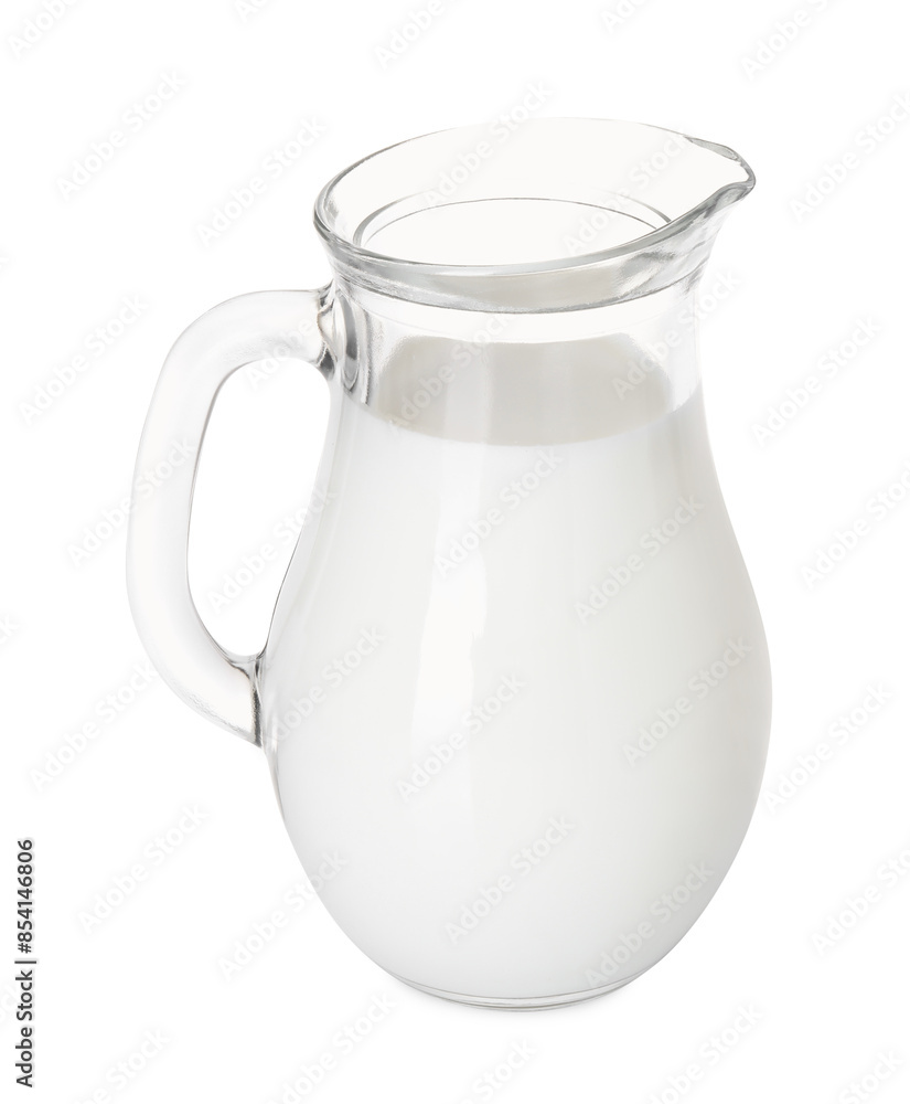 Glass jug of fresh milk isolated on white Glass jug of fresh milk isolated on white