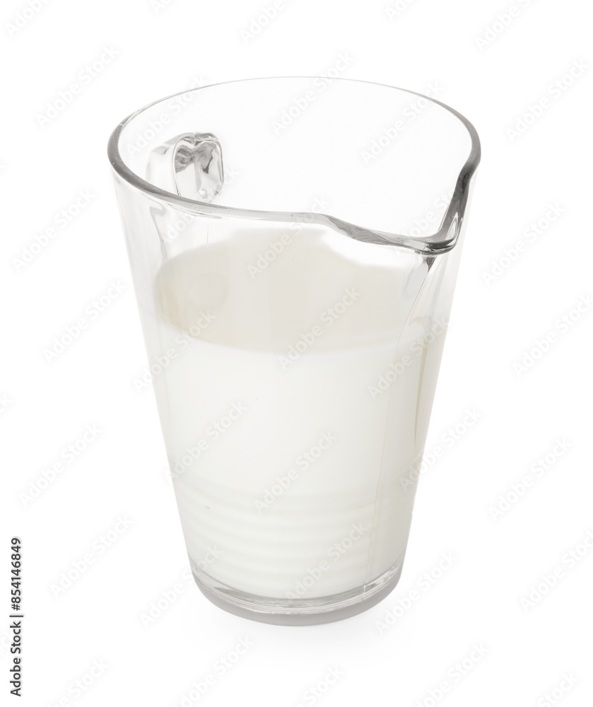 Glass jug with fresh milk isolated on white Glass jug with fresh milk isolated on white