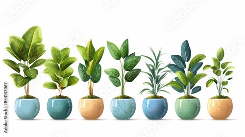 Wallpaper Mural A row of potted plants in various sizes and colors Torontodigital.ca