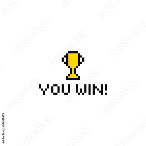 pixel You win  icon trophy winner 8 bit icon for computer games