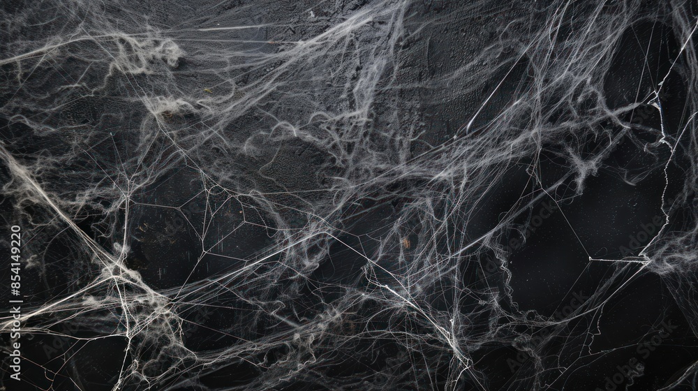 White Spider Web On Black Concrete Background White Spider Web On Black Concrete Background