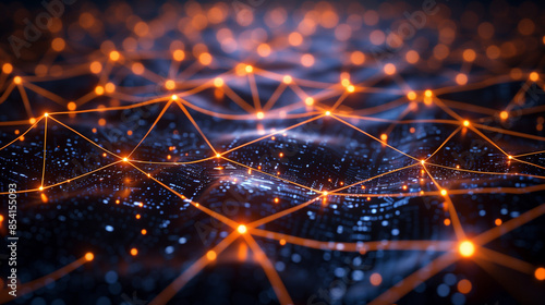 A dark background filled with a network of bright lines and dots, suggesting connections