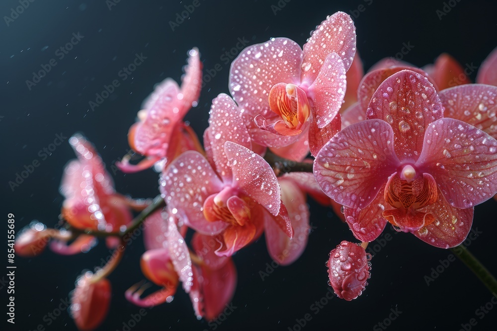 Pink Orchid Bloom with Water Droplets Pink Orchid Bloom with Water Droplets