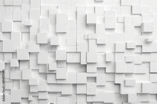 Modern White Background with 3D Cube Blocks and Copy Space Generative AI