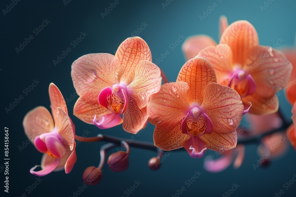 Close-up of Delicate Orange Orchids Close-up of Delicate Orange Orchids