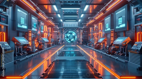 A futuristic AI-powered industrial maintenance center predicting and preventing equipment failures  photo
