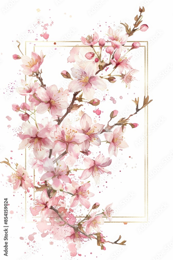 Elegant Wedding Invitation with Cherry Blossom Design Generative AI Elegant Wedding Invitation with Cherry Blossom Design Generative AI