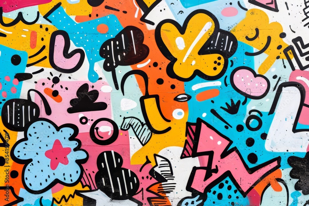 Vibrant Urban Graffiti Art Background for Music Festival Generative AI Vibrant Urban Graffiti Art Background for Music Festival Generative AI