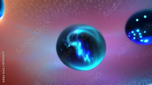 Wallpaper Mural Abstract composition of blue luminous balls Torontodigital.ca