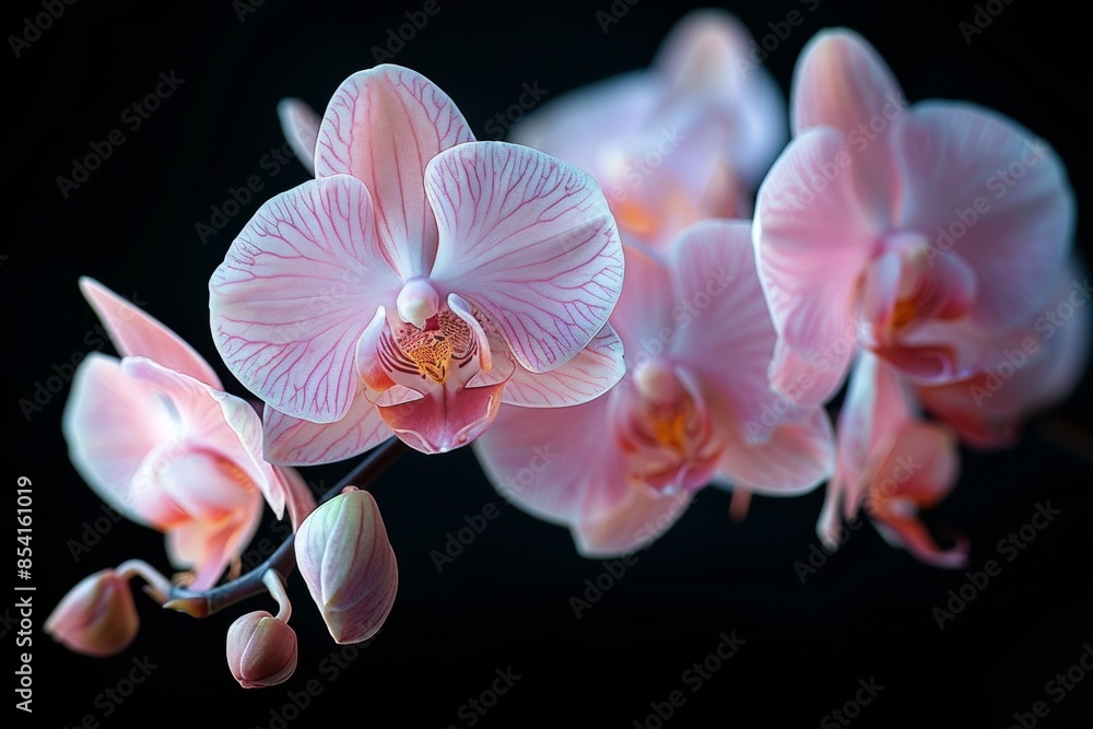 Pink Orchid Blooms Against a Dark Background Pink Orchid Blooms Against a Dark Background