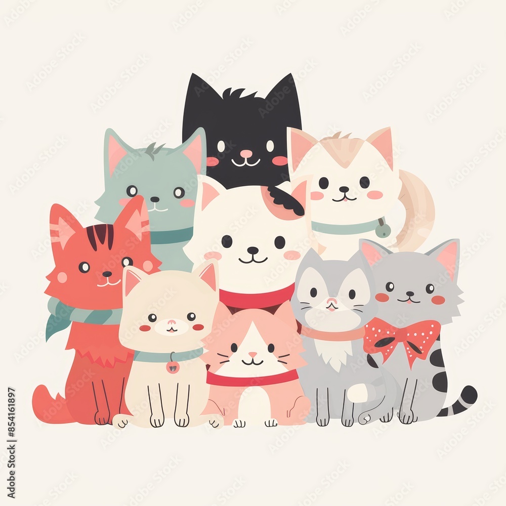 Adorable Pets on White Background for T-Shirt Design Generative AI Adorable Pets on White Background for T-Shirt Design Generative AI