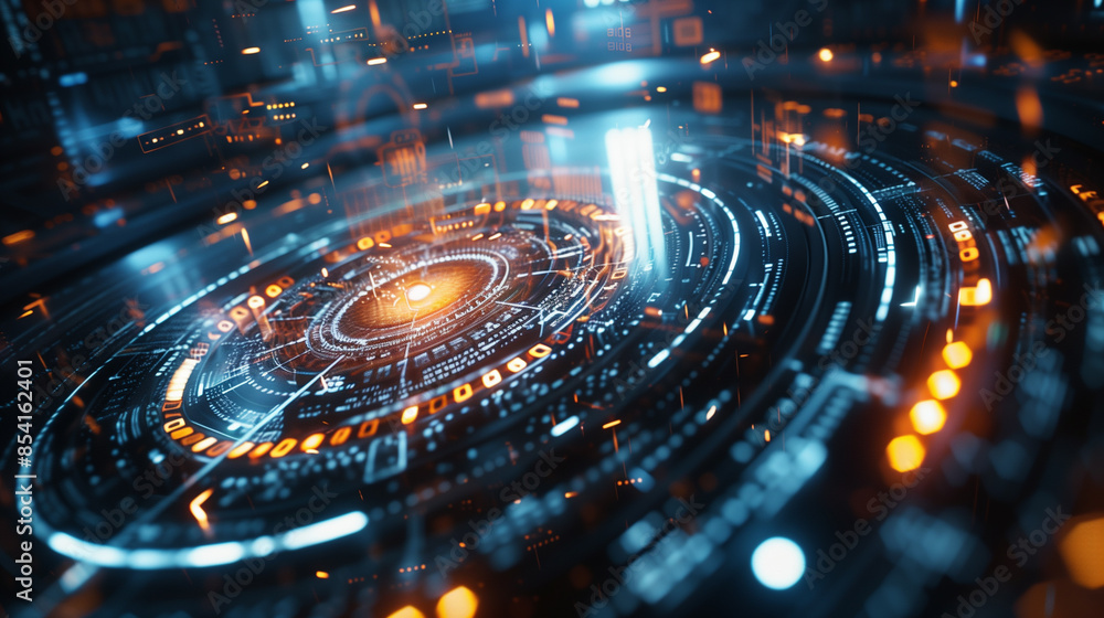 3D rendering of a futuristic clock face embedded in a tunnel 3D rendering of a futuristic clock face embedded in a tunnel