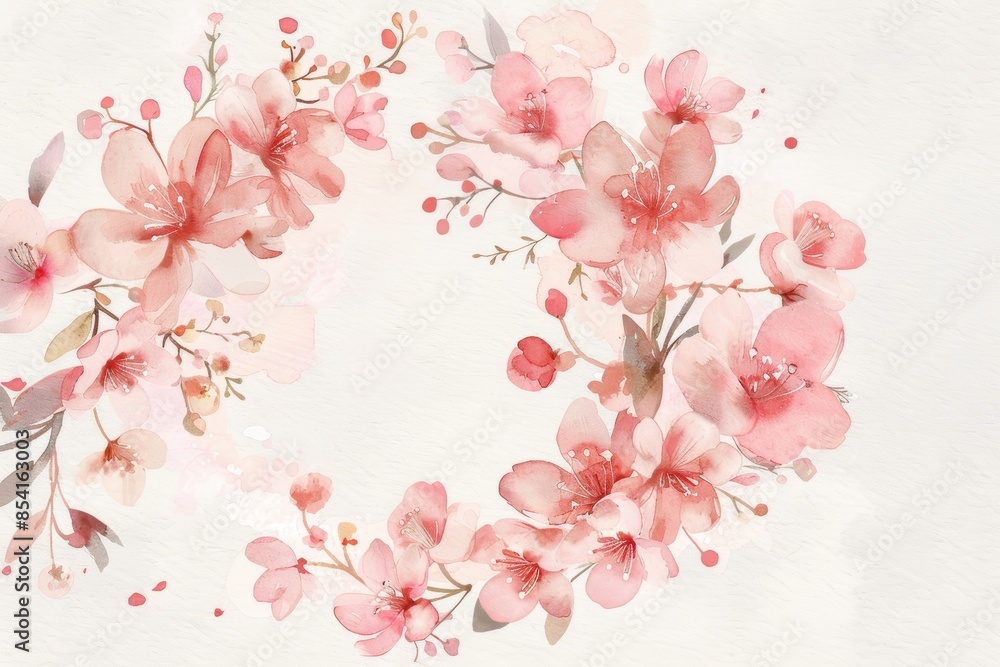 Fototapeta premium Elegant Wedding Invitation with Floral Wreath Generative AI