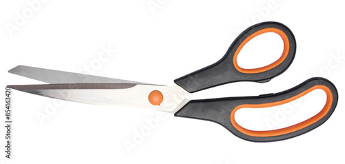 Cuadro en lienzo Scissors with plastic handle on isolated background