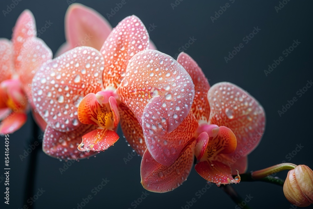 Close-up of Pink Orchids with Water Droplets Close-up of Pink Orchids with Water Droplets
