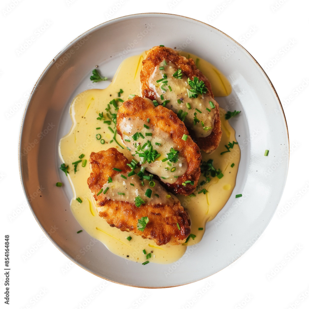 Delicious Platle of Chicken Kiev Isolated on a Transparent Background Delicious Platle of Chicken Kiev Isolated on a Transparent Background