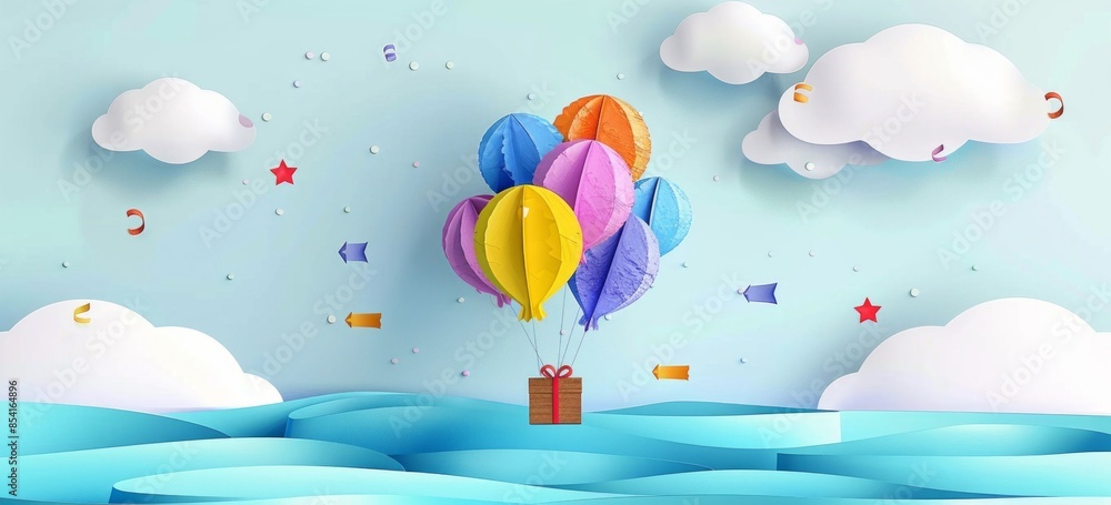Gift Box Balloon Ride Paper Craft Gift Box Balloon Ride Paper Craft